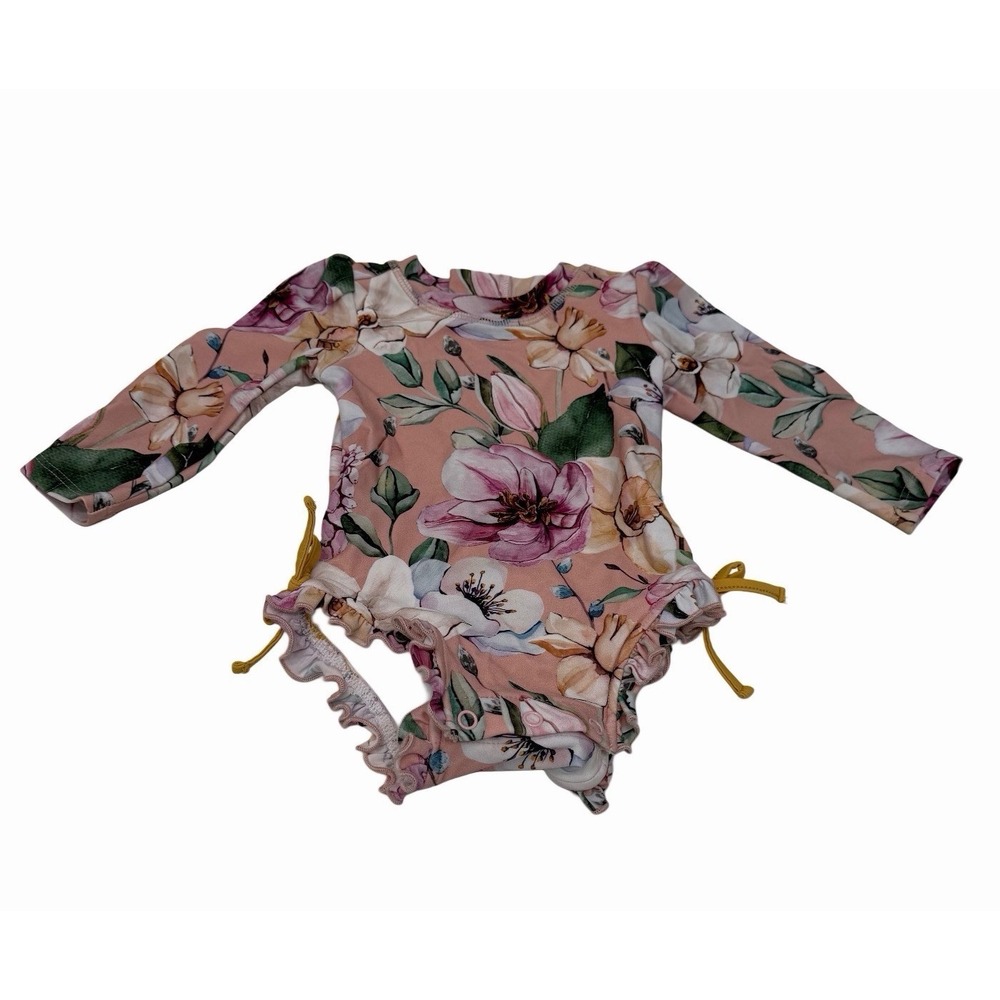 Posh Peanut Baby girl Long Sleeve Ruffle Swim Suit 3-6 Month